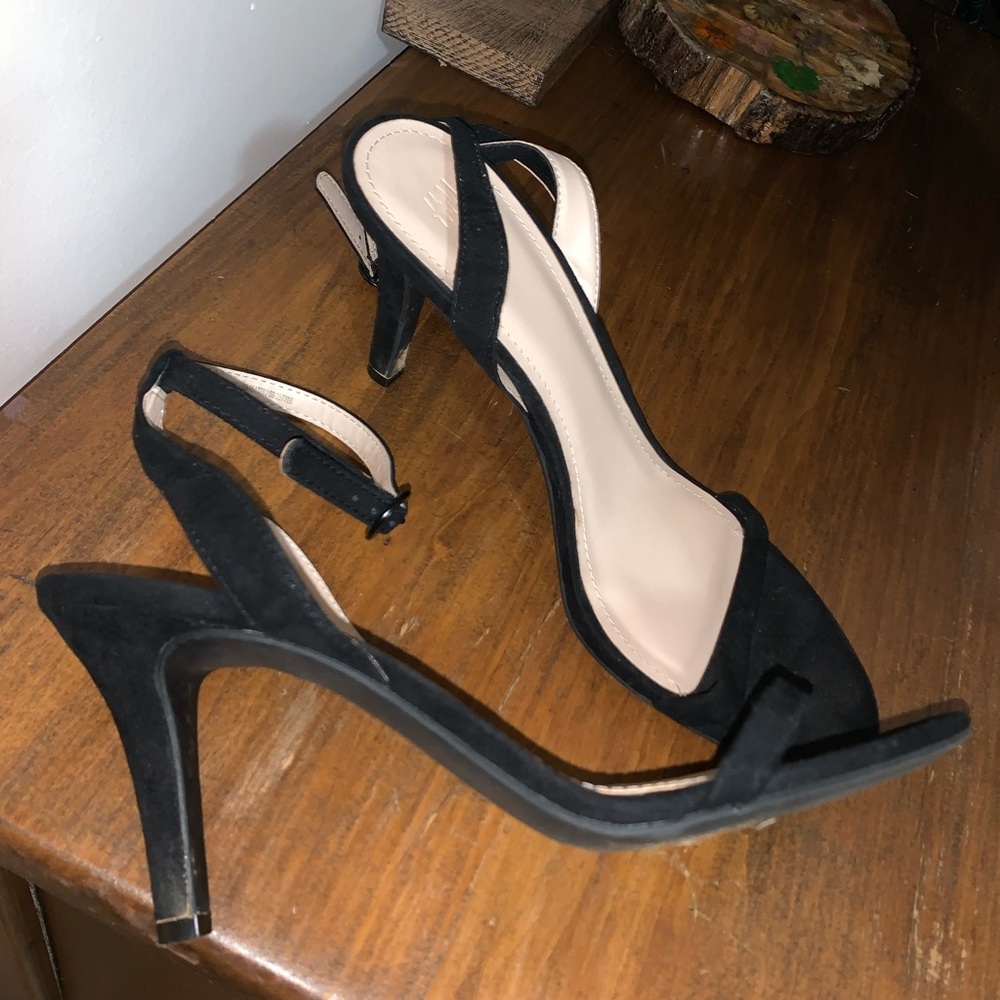 Spaghetti strap black heels